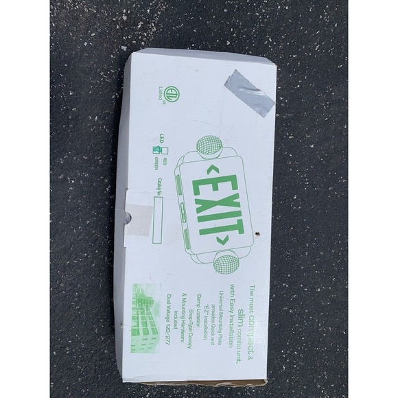 LED Green Exit Sign Emergency Light Adjustable Head Compact Combo ETL listed - Picture 1 of 7